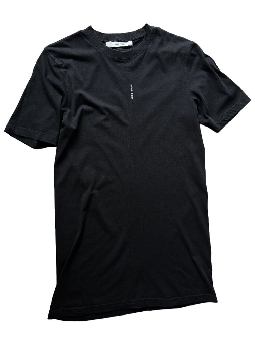 Damir Doma Longline T Shirt Black Cotton Size Medium Slim Fit Vertical Mini Logo
